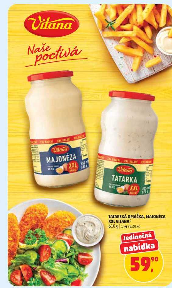 VITANA TATARSKÁ OMÁČKA, MAJONÉZA XXL 610 g