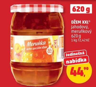 DŽEM XXL jahodový, meruňkový 620 g