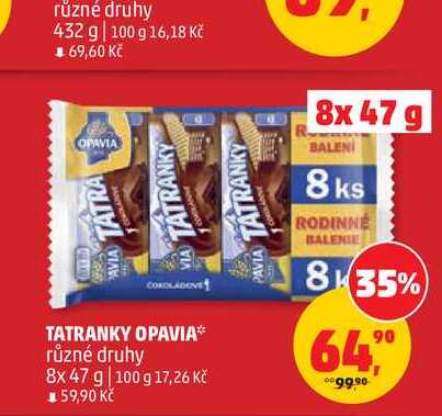 Opavia Tatranky 8x47g, různé druhy
