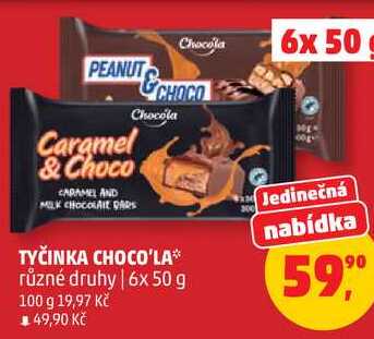 TYČINKA CHOCO'LA různé druhy 6x 50 g