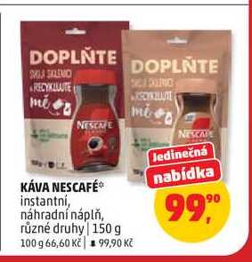NESCAFÉ instantní, náhradní náplň, různé druhy 150 g