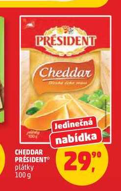 PRÉSIDENT CHEDDAR plátky 100g