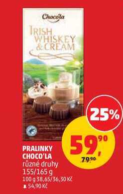 PRALINKY CHOCO'LA různé druhy 155/165 g