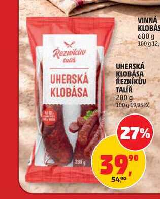 UHERSKÁ KLOBÁSA ŘEZNÍKŮV TALÍŘ 200 g