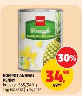 KOMPOT ANANAS PENNY kousky 565/340 g
