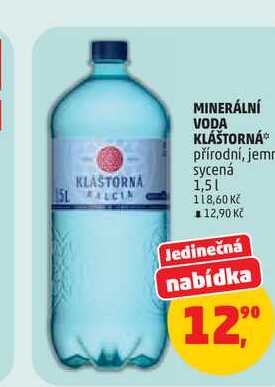 MINERÁLNÍ VODA KLÁŠTORNÁ přírodní, jemně sycená 1,5l