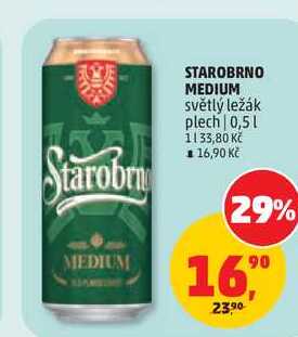 STAROBRNO MEDIUM světlý ležák plech 0,5l