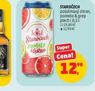 STAROČECH polotmavý citron, pomelo & grep plech 0,5l