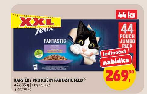 Felix kapsičky pro kočky 44x85g, vybrané druhy 1.2kg