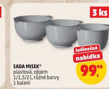 SADA MISEK plastová, objem 1/1,5/2l