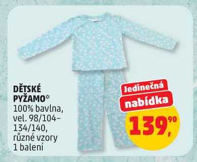 DĚTSKÉ PYŽAMO 100% bavlna, vel. 98/104- 134/140, různé vzory 