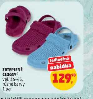 ZATEPLENÉ CLOGSY vel. 36-45, různé barvy 
