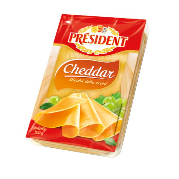 Président Cheddar plátkový sýr