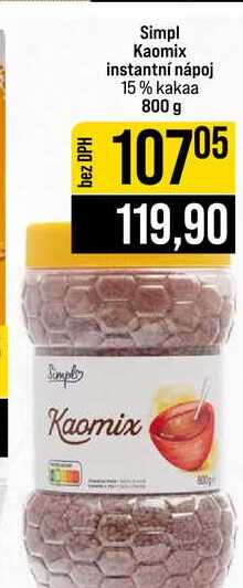 Simpl Kaomix instantní nápoj 15% kakaa 800 g