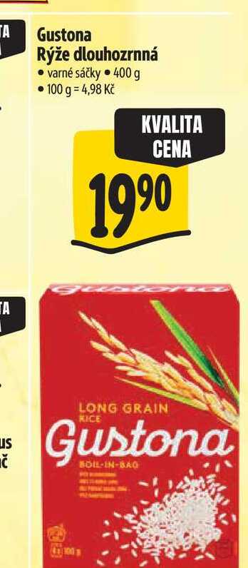 Gustona Rýže dlouhozrnná varné sáčky 400 g