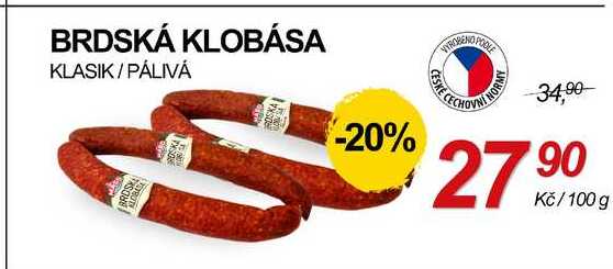 BRDSKÁ KLOBÁSA KLASIK/PÁLIVÁ, 100 g 