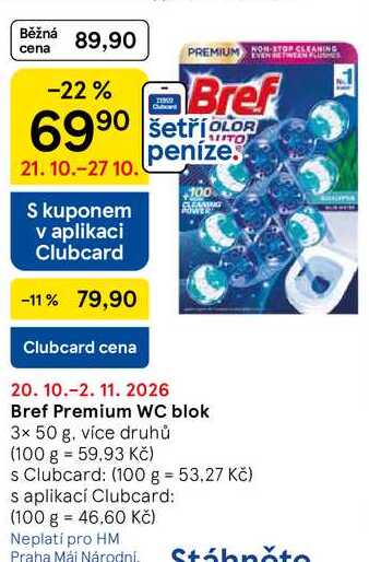 Bref Premium WC blok, 3x 50 g, více druhů