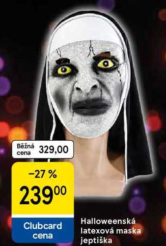 Halloweenská latexová maska jeptiška