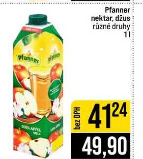 Pfanner nektar, džus různé druhy 1l