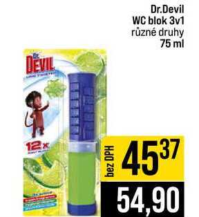 Dr.Devil WC blok 3v1 různé druhy 75 ml
