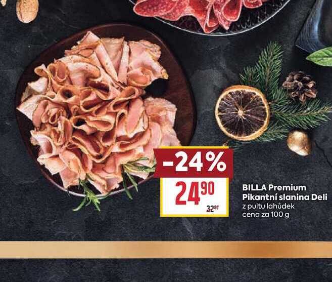 BILLA Premium Pikantní slanina Deli z pultu lahůdek cena za 100 g