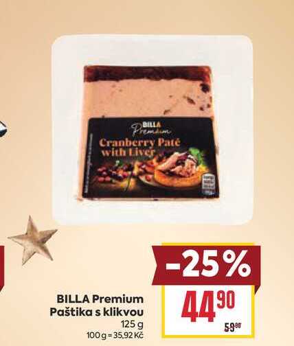 BILLA Premium Paštika s klikvou 125 g
