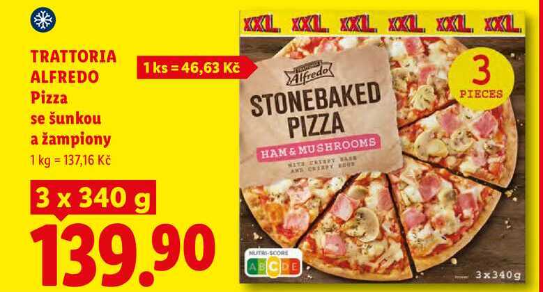 TRATTORIA ALFREDO Pizza se šunkou a žampiony, 3 x 340 g