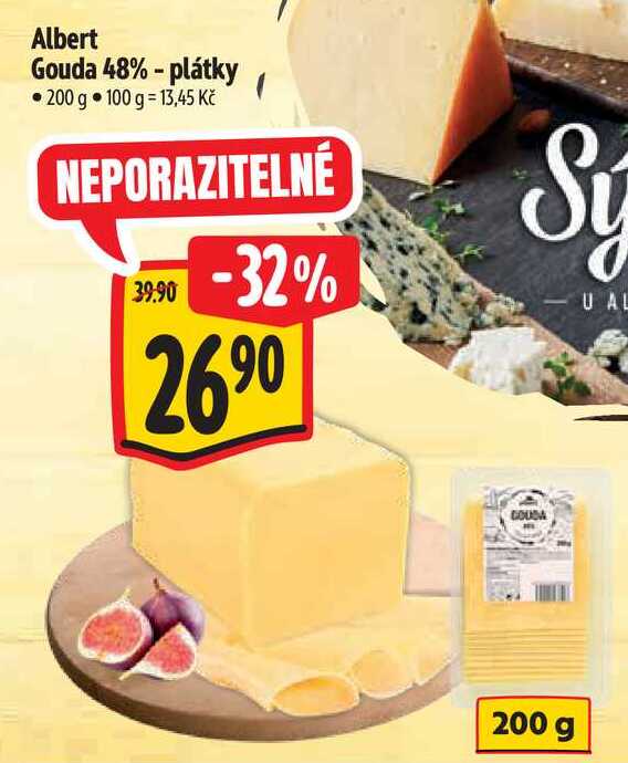 Albert Gouda 48% - plátky, 200 g