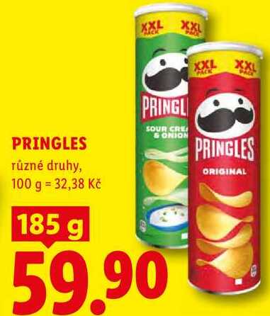 PRINGLES, různé druhy, 185 g