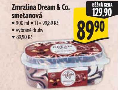 Zmrzlina Dream & Co. smetanová, 900 ml