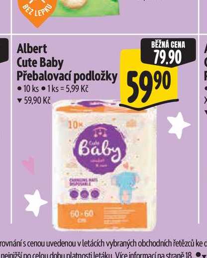 Albert Cute Baby Přebalovací podložky 10 ks