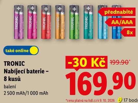 TRONIC Nabíjecí baterie - 8 kusů, balení