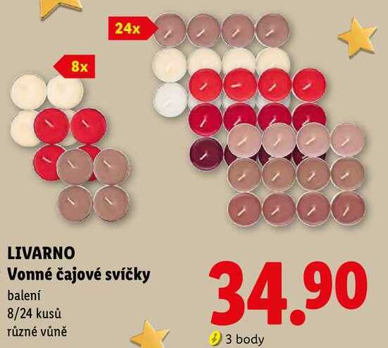LIVARNO Vonné čajové svíčky, balení 8/24 kusů různé vůně