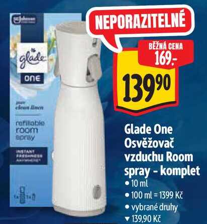 Glade One Osvěžovač vzduchu Room spray - komplet, 10 ml 
