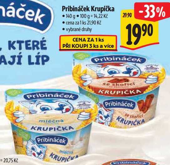 Pribináček Krupička, 140 g