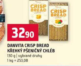 DANVITA CRISP BREAD KŘEHKÝ PŠENIČNÝ CHLÉB 130 g vybrané druhy 