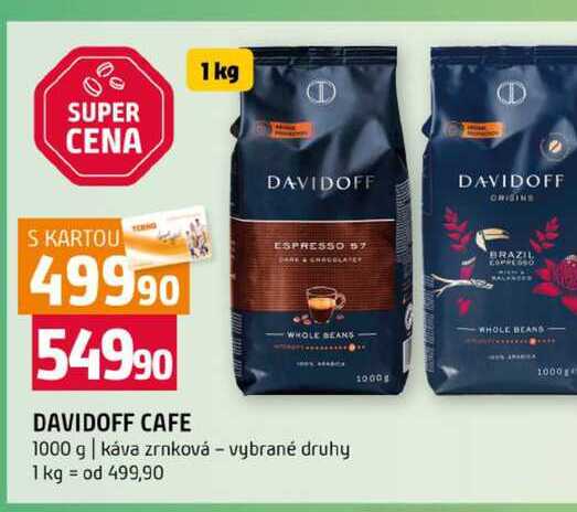 DAVIDOFF CAFE 1000 g káva zrnková vybrané druhy 