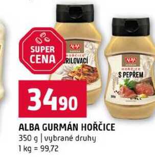 ALBA GURMÁN HOŘČICE 350 g vybrané druhy