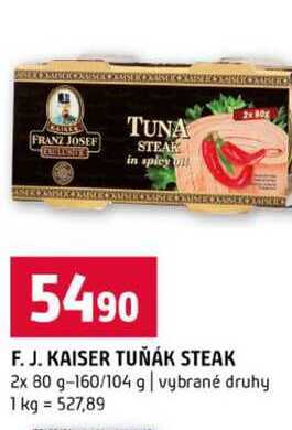 F. J. KAISER TUŇÁK STEAK 2x 80 g-160/104 g vybrané druhy