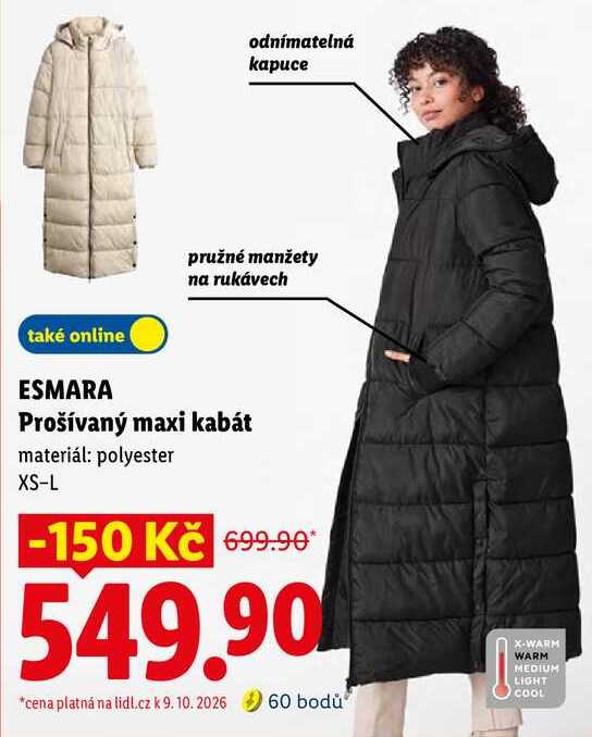 ESMARA Prošívaný maxi kabát