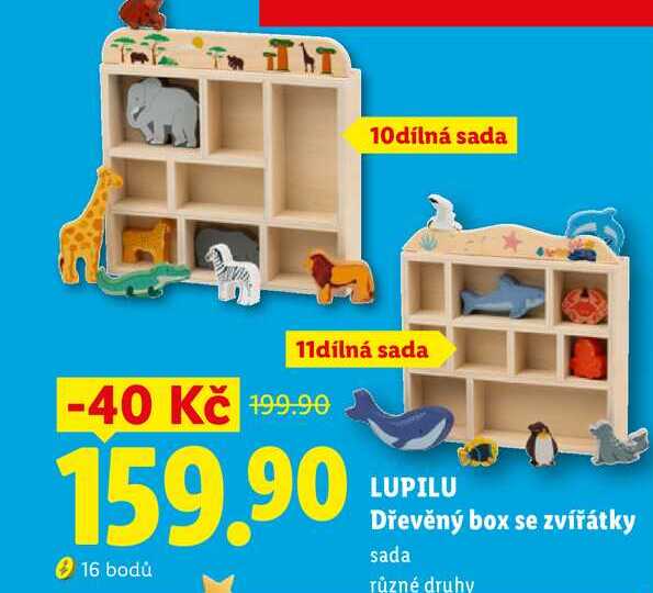 LUPILU Dřevěný box se zvířátky 