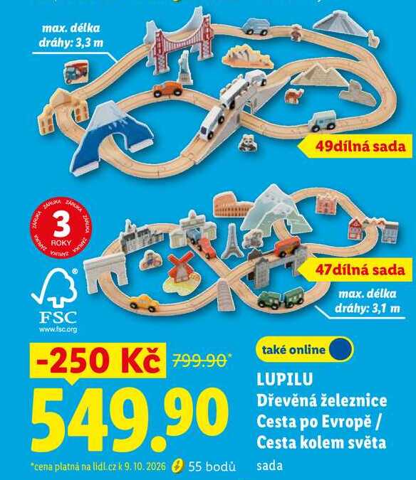 LUPILU Dřevěná železnice Cesta po Evropě / Cesta kolem světa 