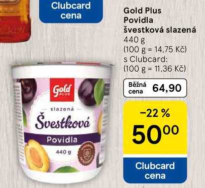 Gold Plus Povidla švestková slazená, 440 g