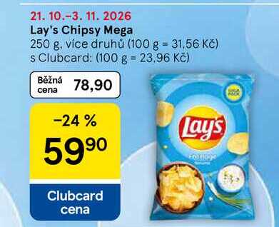 Lay's Chipsy Mega, 250 g, více druhů 