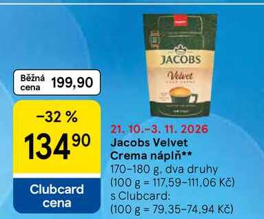 Jacobs Velvet Crema náplň, 170-180 g