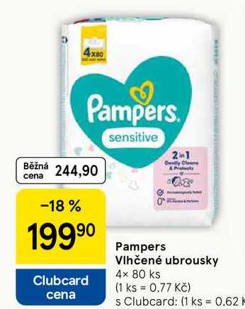 Pampers Vlhčené ubrousky, 4× 80 ks