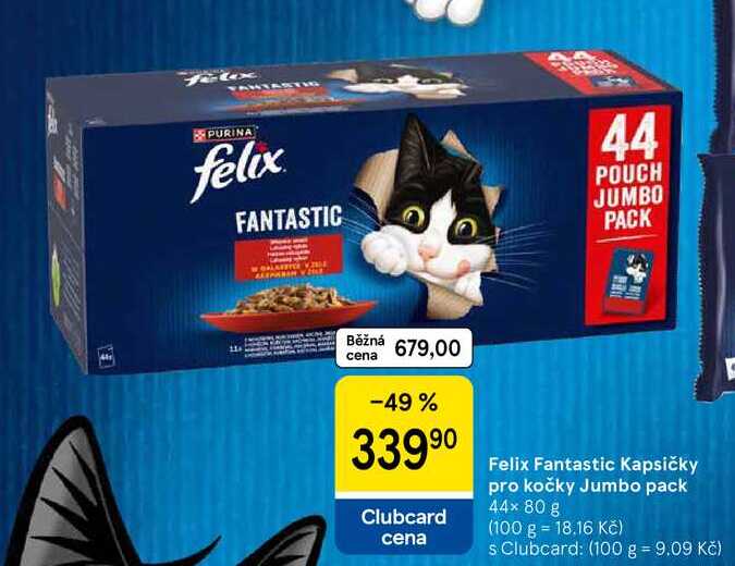 Felix Fantastic Kapsičky pro kočky Jumbo pack, 44× 80 g