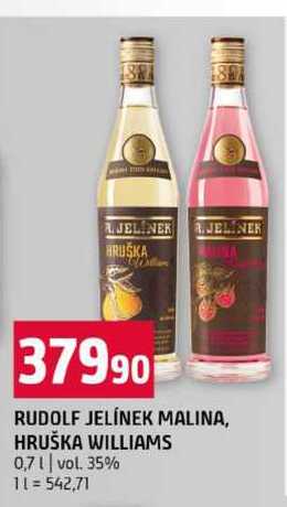 RUDOLF JELÍNEK MALINA, HRUŠKA WILLIAMS 0,7l vol. 35% 