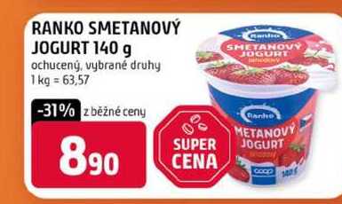 RANKO SMETANOVÝ JOGURT 140 g ochucený, vybrané druhy 
