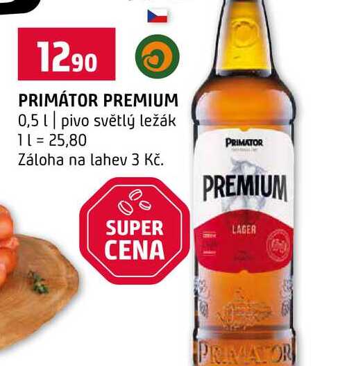PRIMÁTOR PREMIUM 0,5l pivo světlý ležák 
